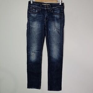 Guess dark wash 28x32 distressed style skinny jeans